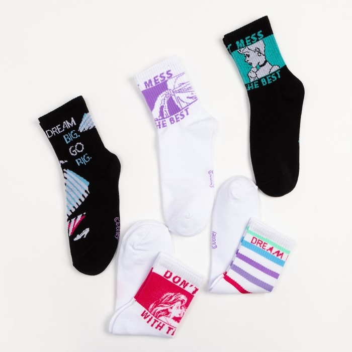 Набор носков &laquo;Принцессы&raquo;, Disney, 5 пар, 20-22 см