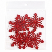 Новый год! Декор &laquo;Снежинки&raquo; на клеевой основе, набор 6 шт., цвет красный