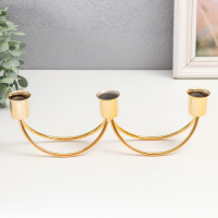 Подсвечник металл на 3 свечи "Качели" золото 8х4х26 см