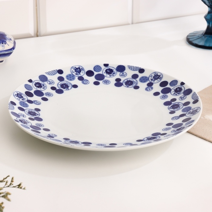 Тарелка "Романс проза", д-240мм, нео гжель