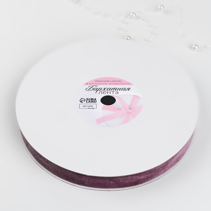 Лента бархатная, 20 мм, 18 &plusmn; 1 м, цвет ежевичный №199