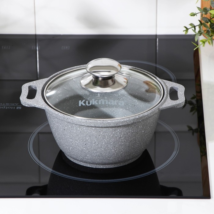 Кастрюля, 1 л, d=18 см, h=9 см, антипригарное покрытие, цвет светлый мрамор Кастрюля, 1 л, d=18 см, h=9 см, антипригарное покрытие, цвет светлый мрамор