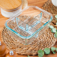 Контейнер для еды трёхсекционный из жаропрочного стекла Доляна &laquo;Клик&raquo;, 270/270/350 мл, 21&times;16&times;7 см, с крышкой