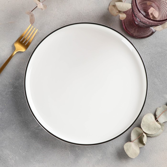 Тарелка фарфоровая с бортиком &laquo;Фронтьер&raquo;, d=25 см, цвет белый