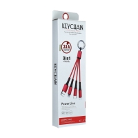 Кабель брелок 3 в 1, MicroUSB/Type-C/Lightning - USB, 2.4 А, белый Кабель брелок 3 в 1, MicroUSB/Type-C/Lightning - USB, 2.4 А, белый