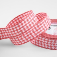 Лента декоративная «Гусиная лапка», 25 мм, 9 ± 0,5 м, цвет розовый/белый Лента декоративная «Гусиная лапка», 25 мм, 9 ± 0,5 м, цвет розовый/белый