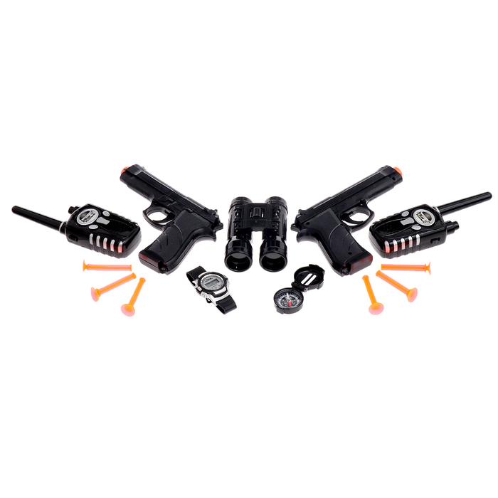 Игровой набор шпиона &laquo;Двойной агент&raquo;: 2 пистолета, 2 рации, часы, компас, бинокль