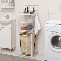 Стеллаж с корзиной для белья 3-х ярусный, 38&times;35&times;125 см, цвет белый