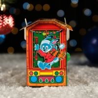 Новый год. Подарочная коробка "Паровозик малый в зеленом", 17 х 7,5 х 12 см.