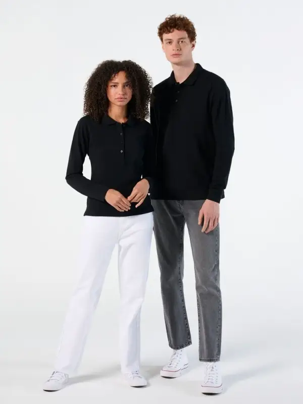 Рубашка поло мужская с длинным рукавом Winter II 210 бежевая, размер S Рубашка поло мужская с длинным рукавом Winter II 210 бежевая, размер S