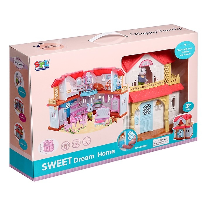 Дом для кукол с набором животных &laquo;Семья кроликов&raquo; и питомцем, свет, звук