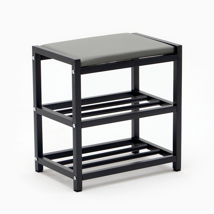 Банкетка с обувницей Базовая, 400 x 250 x 415, металл, чёрная