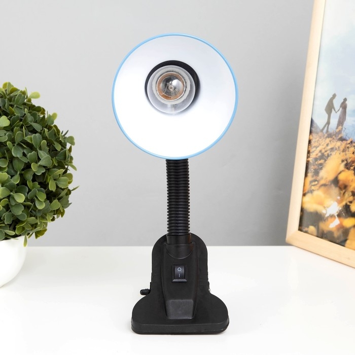 Лампа настольная Е27, с выкл. на зажиме (220В) голубая (108В) RISALUX Лампа настольная Е27, с выкл. на зажиме (220В) голубая (108В) RISALUX