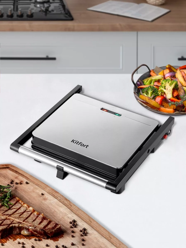 Электрогриль КТ-3661 двусторонний гриль электрический 2000Вт