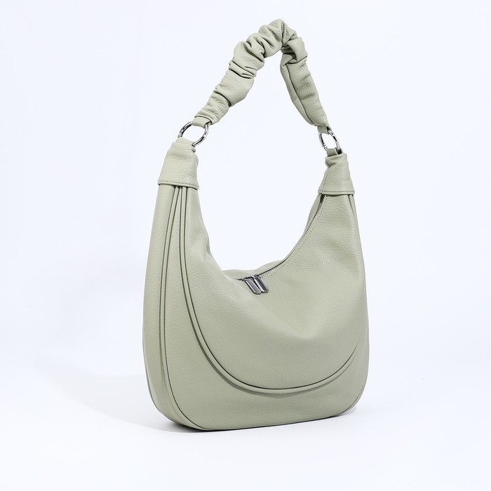 Сумка-мешок на молнии, наружный карман, длинный ремень, цвет зелёный Сумка-мешок на молнии, наружный карман, длинный ремень, цвет зелёный