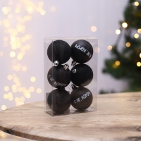 Шары ёлочные новогодние «С НГ, короч», на Новый год, пластик, d=6, 6 шт., цвет чёрный Шары ёлочные новогодние «С НГ, короч», на Новый год, пластик, d=6, 6 шт., цвет чёрный