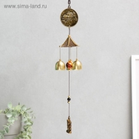 Музыка ветра металл "Будда на монете" 3 колокольчика 45 см