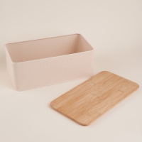 Хлебница металлическая с бамбуковой крышкой SL Home &laquo;Сан-Лоренцо&raquo;, 33&times;18&times;13 см, цвет розовый