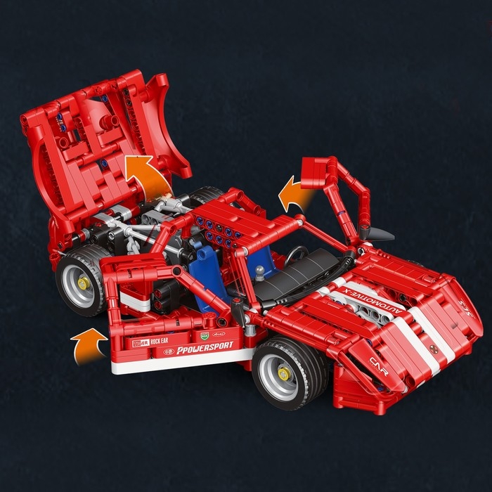 Конструктор Техно «Красная молния», инерционный механизм, 814 деталей Конструктор Техно «Красная молния», инерционный механизм, 814 деталей