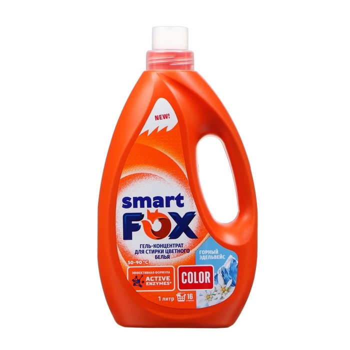 Гель для стирки SMART FOX COLOR Горный эдельвейс, концентрат, 1 л Гель для стирки SMART FOX COLOR Горный эдельвейс, концентрат, 1 л