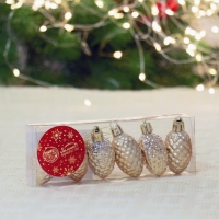 Ёлочная игрушка "Лесные шишки" (набор 6 шт) 2,5х4 см, золото