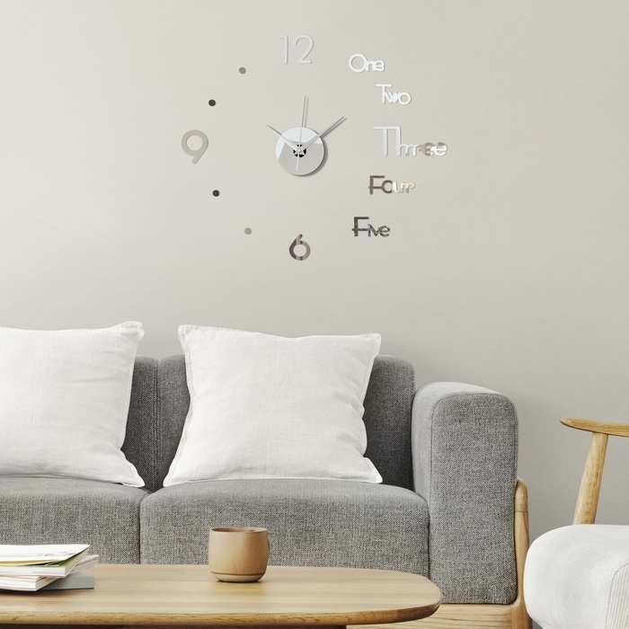 Часы настенные интерьерные большие, 3d Часы настенные интерьерные большие, 3d "Биенн", бесшумные, наклейка, d-45 см