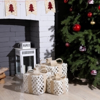 Светодиодная фигура &laquo;Ажурные подарки&raquo; 15, 20, 25 см, текстиль, металл, батарейки ААх2 (не в комплекте), свечение тёплое белое