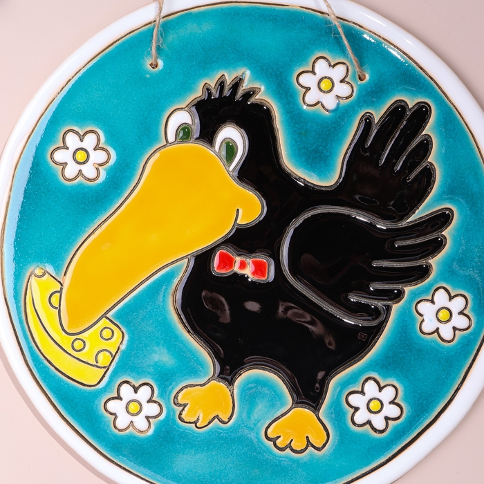 Панно Панно "Ворона", 19,5 см, майолика