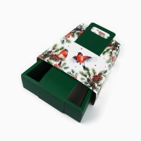 Коробка новогодняя складная с ручками &laquo;Снегири&raquo; 23 х 8 х 32 см, Новый год
