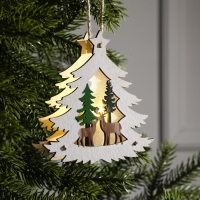 Ёлочная игрушка «Ёлочка с оленями», от батареек, свечение тёплое белое Ёлочная игрушка «Ёлочка с оленями», от батареек, свечение тёплое белое