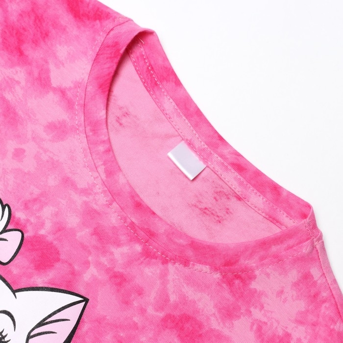 Футболка для девочки "Marie", Коты аристократы, &laquo;Тай-дай&raquo;, рост 122-128 см, цвет розовый