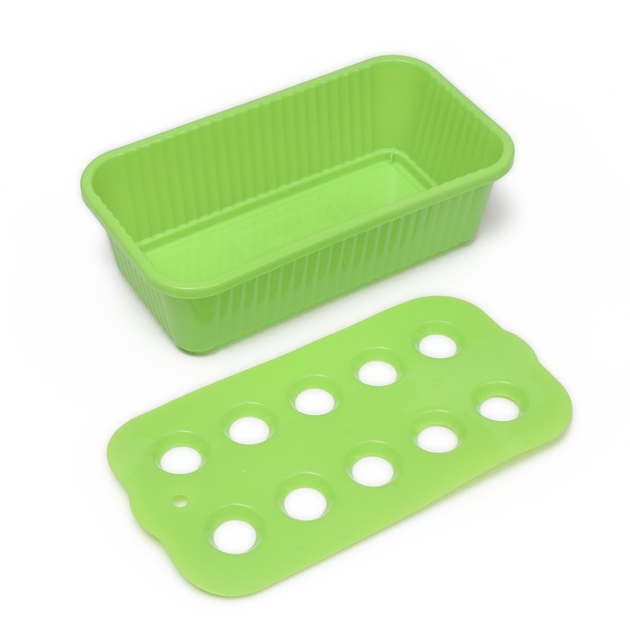 Ящик для выращивания зелёного лука, 29 &times; 16 &times; 8,5 см, 2,5 л, 10 лунок, зелёный, Greengo