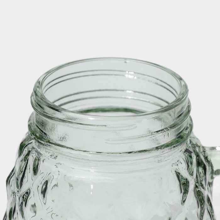 Кружка стеклянная с крышкой и трубочкой Доляна «Ананас», 500 мл, 11×8,5×13 см, цвет МИКС Кружка стеклянная с крышкой и трубочкой Доляна «Ананас», 500 мл, 11×8,5×13 см, цвет МИКС