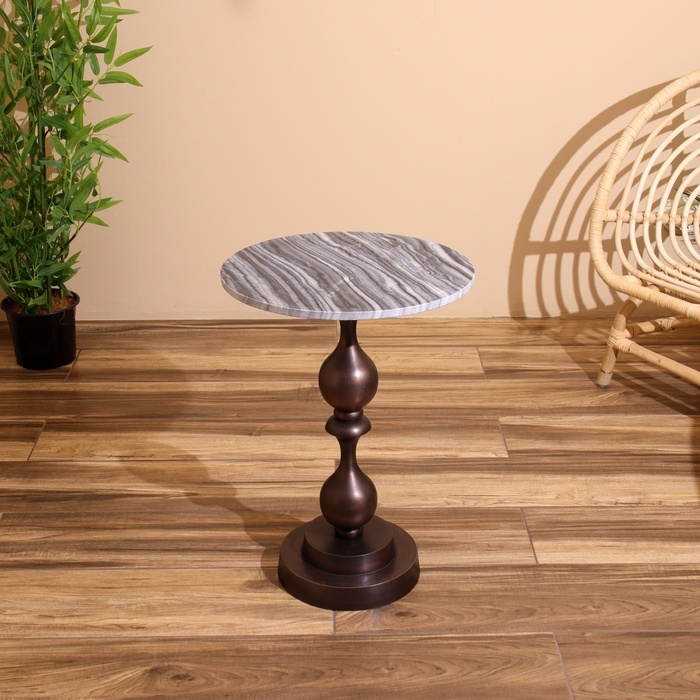 Стол кофейный 41х41х57 см, алюминий/мрамор Стол кофейный 41х41х57 см, алюминий/мрамор