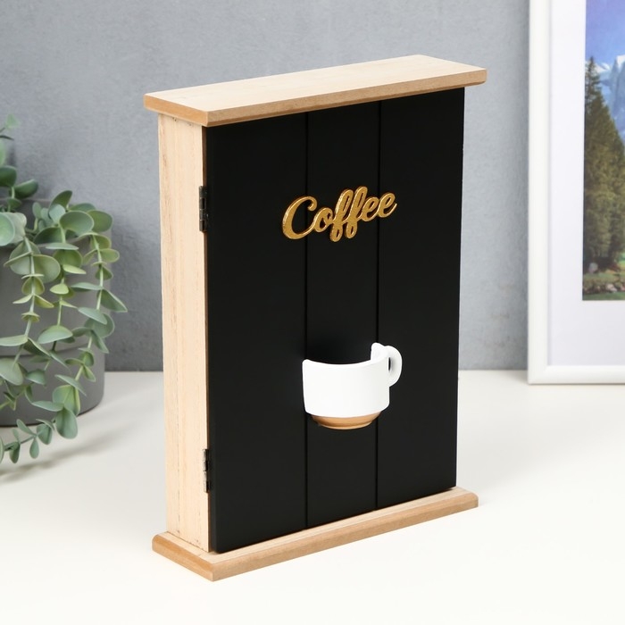 Ключница дерево 6 крючков "Чашечка кофе" 25,5х18,8х6,5 см