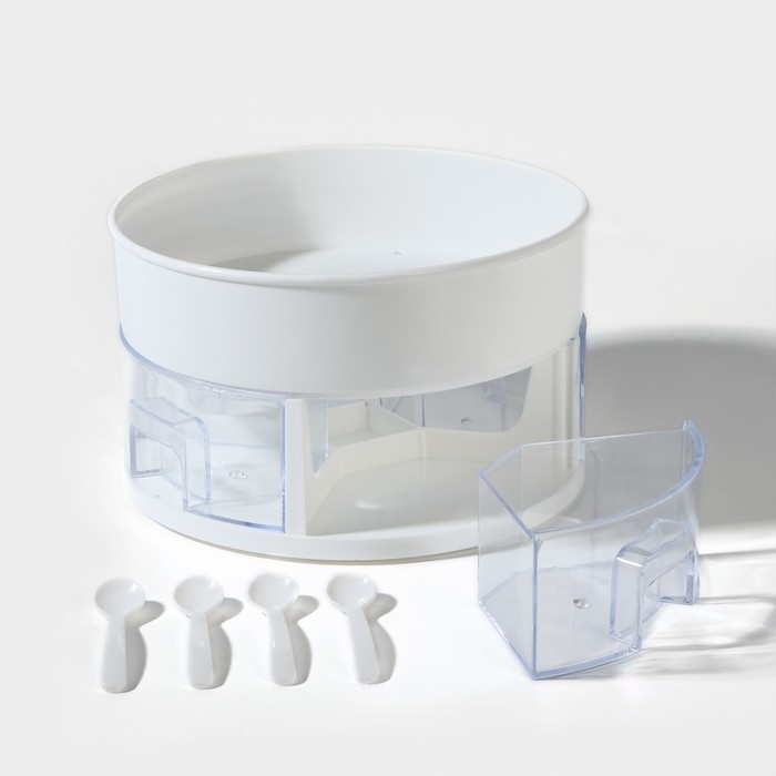 Органайзер для специй вращающийся, 4 ячейки, 2-х ярусный, 23×13,5 см, цвет белый Органайзер для специй вращающийся, 4 ячейки, 2-х ярусный, 23×13,5 см, цвет белый