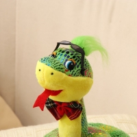 Мягкая игрушка &laquo;Змея&raquo;, в темных очках, 15 см, цвет зелёный