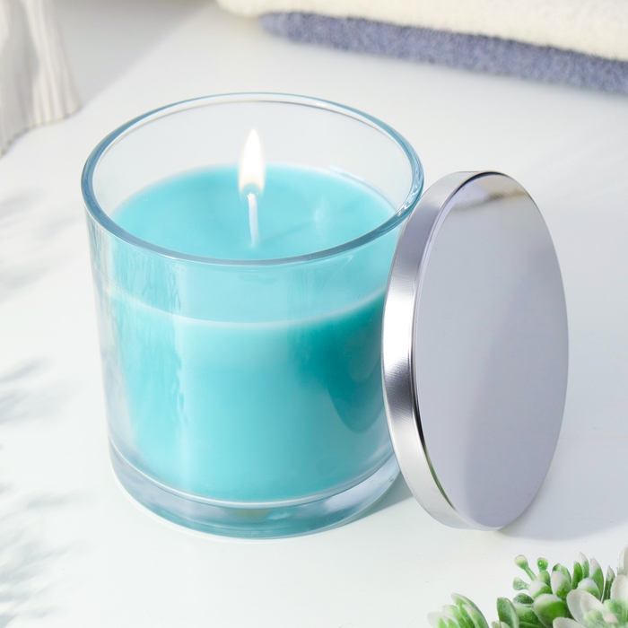 Свеча ГИГАНТ ароматическая в стакане Свеча ГИГАНТ ароматическая в стакане "Бирюзовое небо", соевый воск, 10х10 см