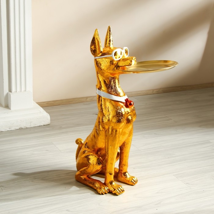 Стол декоративный подставка "Доберман в очках" 26х46х74 см