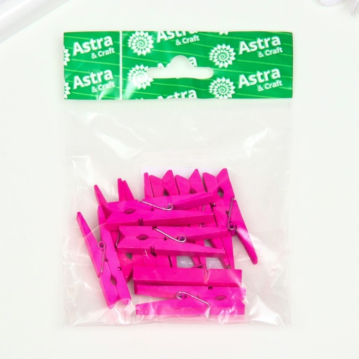 Прищепки дерево, 45 мм, (набор 10 шт.) розовый Прищепки дерево, 45 мм, (набор 10 шт.) розовый