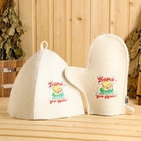 Набор банный "Баня - место для души", 3 предмета, белый Набор банный "Баня - место для души", 3 предмета, белый