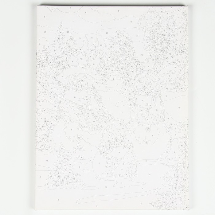 Новогодняя картина по номерам на холсте с подрамником &laquo;Новый год! Семья снеговиков&raquo;, 40 х 30 см