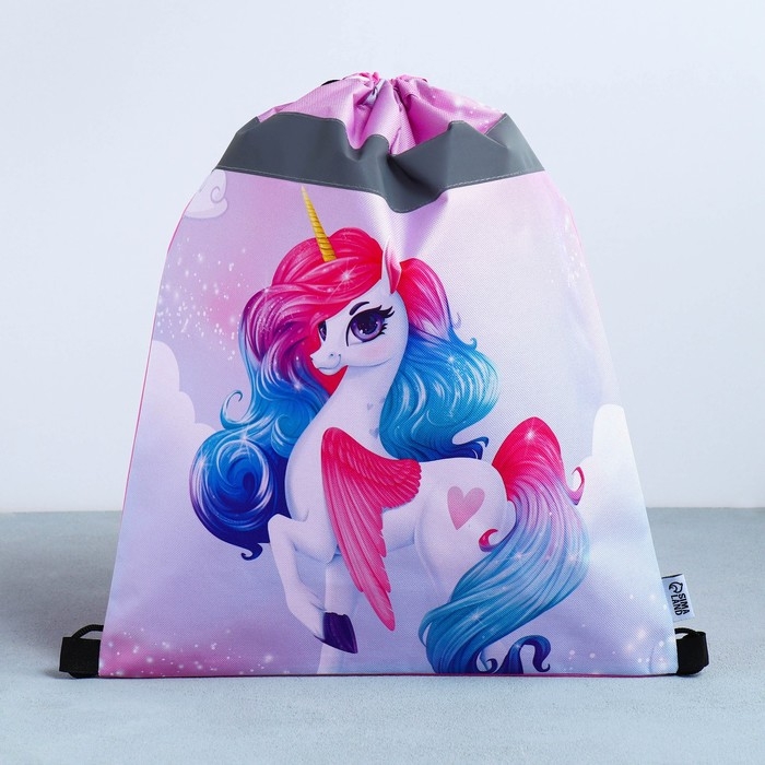 Мешок для обуви со светоотражающим элементом &laquo;Радужный единорог&raquo; 30 х 40 см