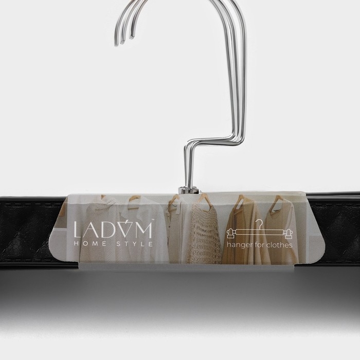 Вешалки для брюк и юбок LaDо́m Eliot, 29&times;15 см, 3 шт, с зажимами, цвет чёрный