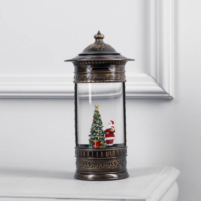 Светодиодная фигура &laquo;Фонарь с Дедом Морозом&raquo; 14 &times; 27 &times; 14 см, пластик, батарейки ААх3 (не в комплекте), USB, свечение тёплое белое