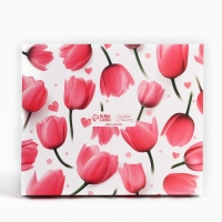 Коробка под 4 конфеты и шоколад с ячейками &laquo;Тюльпаны&raquo; 18.8 х 15.7 х 3 см