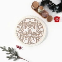 Новый год. Салфетка &laquo;Олени&raquo; цв.белый, 37*37 см