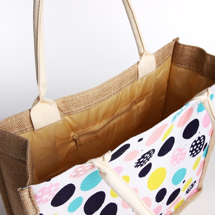 Шопер без застёжки, цвет бежевый/разноцветный Шопер без застёжки, цвет бежевый/разноцветный