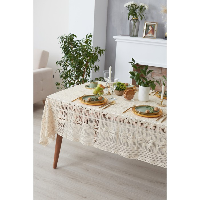 Скатерть Этель "Цветы" 130х180&plusmn;5 см, 100% п/э