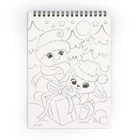 Блокнот гравюра - раскраска на новый год &laquo;Исполнения желаний&raquo; Зайцы и Дед Мороз, 10 листов, штихель